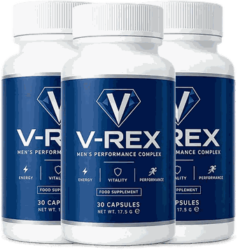 V-Rex Male Enhancement Capsules – drie potten performance complex voor mannen, 30 capsules per pot